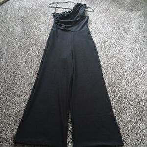Abercrombie & Fitch Black Palazzo Jumpsuit with Draped Neckline